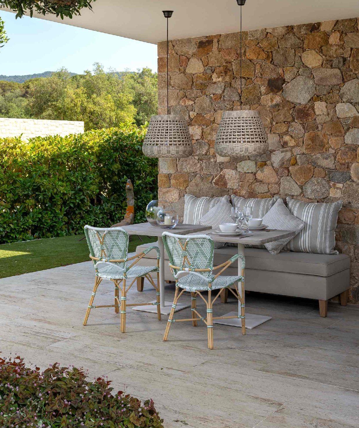 Mediterranean Hospitality Terrace with Rattan Bistro Chairs — Brucs 2026 Catalog Page 49